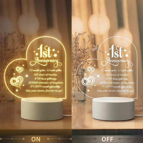 1st anniversary Gift for Women - Acrylic Night Light